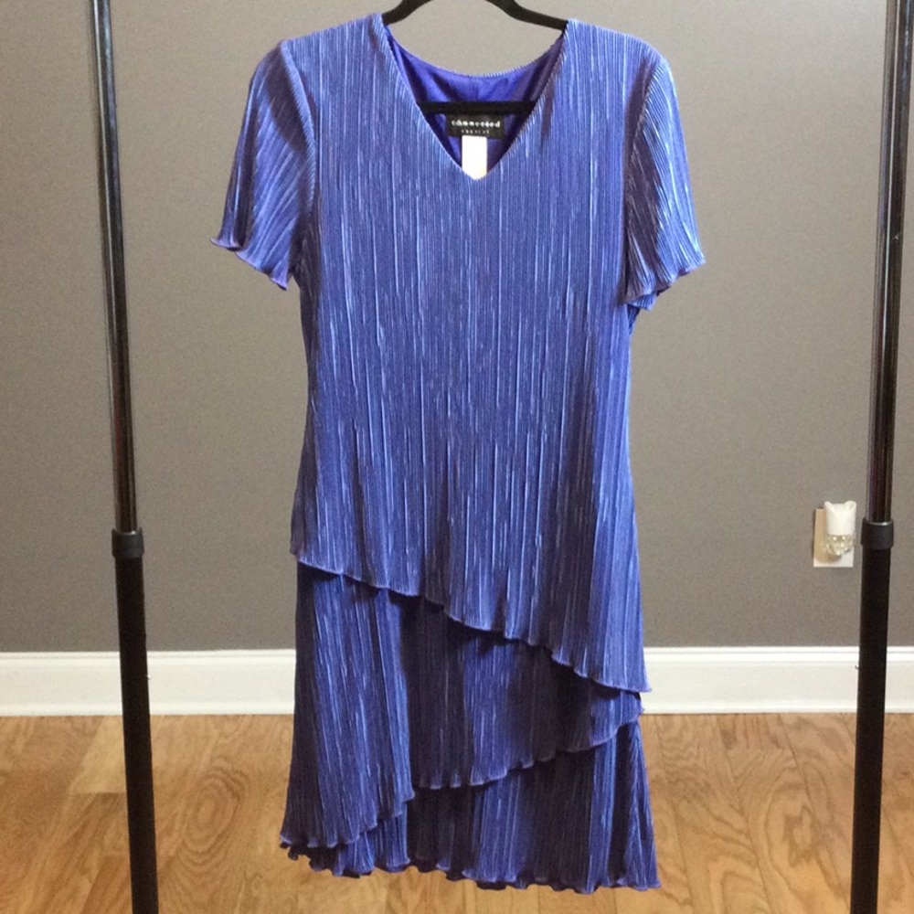 10 Connected Apparel periwinkle blue pleat ruffle dress